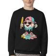 Baseball Drip Ice Cream First Day Back To School Cute Girls Youth Crewneck Sweatshirt
