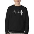 Baseball Heartbeat Pitcher Position Simple Line Art Youth Crewneck Sweatshirt