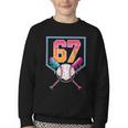 Baseball Ice Cream Drip Number 67 Player 67th Birthday Men Youth Crewneck Sweatshirt