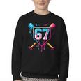 Baseball Ice Cream Drip Number 67 Player 67th Birthday 67 Youth Crewneck Sweatshirt