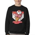 Baseball Ice Cream Drip Baseball Strawberry For Youth Red Youth Crewneck Sweatshirt Baseball Ice Cream Drip Baseball Strawberry For Youth Red Youth Crewneck Sweatshirt