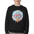 Baseball Ice Cream Heart Sunglasses Youth Boys Valentine Youth Crewneck Sweatshirt
