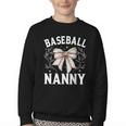 Baseball Nanny Baseball Coquette Bow Youth Crewneck Sweatshirt
