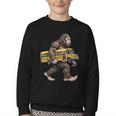 Bigfoot Carrying School Bus Sasquatch Back To School Youth Crewneck Sweatshirt Bigfoot Carrying School Bus Sasquatch Back To School Youth Crewneck Sweatshirt
