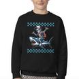 Boys Skeleton Riding a Shark Back To School Youth Crewneck Sweatshirt