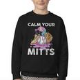 Calm Your Mitts Baseball Ice Cream Drip Crossed Bats Sport Youth Crewneck Sweatshirt