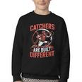 Catchers Are Built Different Baseball Catcher Youth Crewneck Sweatshirt Catchers Are Built Different Baseball Catcher Youth Crewneck Sweatshirt