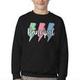 Checkered Principal Lightning Bolt Back To School Youth Crewneck Sweatshirt