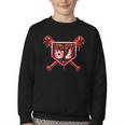 Chocolate 67 Drip Baseball Valentine Love Sports Youth Crewneck Sweatshirt