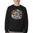 Colorful Lunch Lady Appreciation Retro Back To School Youth Crewneck Sweatshirt
