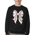 Cute Baseball Coquette Bow For Women Girls Baseball Mama Mom Youth Crewneck Sweatshirt Cute Baseball Coquette Bow For Women Girls Baseball Mama Mom Youth Crewneck Sweatshirt