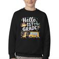 Cute Hello 1st Grade Dinosaur School Back To School Dino Bus Youth Crewneck Sweatshirt