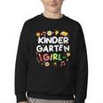Cute Kindergarten Girl First Day Of School Back To School Youth Crewneck Sweatshirt Cute Kindergarten Girl First Day Of School Back To School Youth Crewneck Sweatshirt
