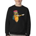 Dabbing Pencil Dancing Back To School First Day Student Boys Youth Crewneck Sweatshirt