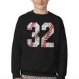 Distressed Baseball Number 32 Jersey Uniform Player Fan Youth Crewneck Sweatshirt Distressed Baseball Number 32 Jersey Uniform Player Fan Youth Crewneck Sweatshirt