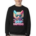 Drip Happens Baseball Ice Cream Bat And Ball With Sunglasses Youth Crewneck Sweatshirt
