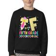 F Is For Fifth Grade Back To School Pencil Bow 5th Grade Kid Youth Crewneck Sweatshirt
