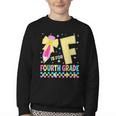 F Is For Fourth Grade Back To School Pencil Bow 4th Grade Youth Crewneck Sweatshirt