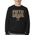 Fifth Grade Leopard Coquette Bow Back To School Women Girls Youth Crewneck Sweatshirt