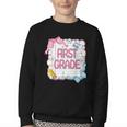 First Grade Back To School Girls Kids Coquette Bows Retro Youth Crewneck Sweatshirt First Grade Back To School Girls Kids Coquette Bows Retro Youth Crewneck Sweatshirt