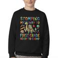 First Grade Graduation Dinosaur Dino Back To School Student Youth Crewneck Sweatshirt First Grade Graduation Dinosaur Dino Back To School Student Youth Crewneck Sweatshirt