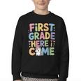 First Grade Here I Come Unicorn Back To School Youth Crewneck Sweatshirt