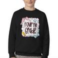 Fourth Grade Back To School For Girls Pink Notebook Youth Crewneck Sweatshirt