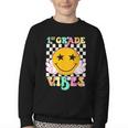 Girls 1st Grade Vibes Smile Face Back To School 1st Grade Youth Crewneck Sweatshirt Girls 1st Grade Vibes Smile Face Back To School 1st Grade Youth Crewneck Sweatshirt
