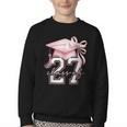 Girls Class Of 2027 Back To School Senior 2027 Coquette Bow Youth Crewneck Sweatshirt