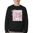 Girls Kindergarten Coquette Bow Pink Preppy Back To School Youth Crewneck Sweatshirt