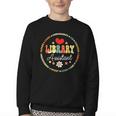Groovy Librarian School Library Assistant Day Back To School Youth Crewneck Sweatshirt Groovy Librarian School Library Assistant Day Back To School Youth Crewneck Sweatshirt
