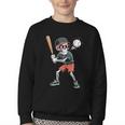 Halloween Skeleton Playing Baseball 67 Six Seven Meme Youth Crewneck Sweatshirt
