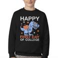 Happy First Day Of CollegeRex Dinosaur Back To School Youth Crewneck Sweatshirt Happy First Day Of CollegeRex Dinosaur Back To School Youth Crewneck Sweatshirt