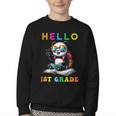 Hello First Grade Panda Lover Back To School Kids Boys Girls Youth Crewneck Sweatshirt