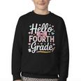 Hello Fourth Grade Back To School Girl Hearts Pink Bow Kids Youth Crewneck Sweatshirt Hello Fourth Grade Back To School Girl Hearts Pink Bow Kids Youth Crewneck Sweatshirt