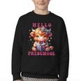 Hello Preschool Cute Highland Cow Lover Back To School Youth Crewneck Sweatshirt Hello Preschool Cute Highland Cow Lover Back To School Youth Crewneck Sweatshirt