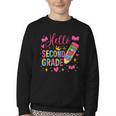 Hello Second Grade Colorful Pencil Tie Dye Back To School Youth Crewneck Sweatshirt