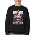 Ho Ho Home Run Baseball Christmas Holiday Sports Santa Youth Crewneck Sweatshirt