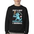 Just A Boy Who Loves Axolotls & Baseball Youth Crewneck Sweatshirt Just A Boy Who Loves Axolotls & Baseball Youth Crewneck Sweatshirt