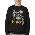Just a Girl Who Loves History Cute Back To School Kids Girls Youth Crewneck Sweatshirt