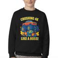 Kids 4k Boys Back To School Shirt Monster Truck Crushing 4k Youth Crewneck Sweatshirt