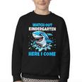 Kids Back To School Watch Out Kindergarten Here I Come Shark Boys Youth Crewneck Sweatshirt
