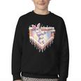 Kids Happy Easter Bunny Playing Baseball Boy Ice Cream Drip Youth Crewneck Sweatshirt