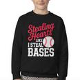 Kids Stealing Hearts Cute Baseball Boys Youth Crewneck Sweatshirt
