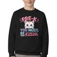 Kitten Back To School Girls Preschool Cat Lover Youth Crewneck Sweatshirt