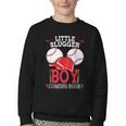 Little Slugger Boy Coming Soon Baby Announcement Baseball Youth Crewneck Sweatshirt