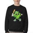 Lucky Shamrock Playing Baseball St Patrick's Kids Boys Youth Crewneck Sweatshirt