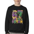 Mardi Gras Six Seven Baseball Drip Number 6 7 Meme Youth Crewneck Sweatshirt