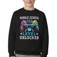 Middle School Level Unlocked Gamer First Day Back To School Youth Crewneck Sweatshirt Middle School Level Unlocked Gamer First Day Back To School Youth Crewneck Sweatshirt