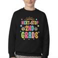 Next Stop 2nd Grade Groovy Retro Second Grade Back To School Youth Crewneck Sweatshirt